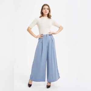 Tronjori Women High Waist Casual Wide Leg Long Palazzo Pants Trousers